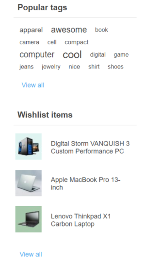 multiple wishlist popular tags